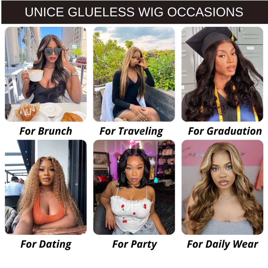 New In| UNice Glueless Smoky Beige Blonde /Auburn Brown Loose Wave Wig with Drawstring Pre Cut 13x4 HD Lace Frontal Human Hair Wigs Natural Haieline for Beginners Friendly #SpringStatements