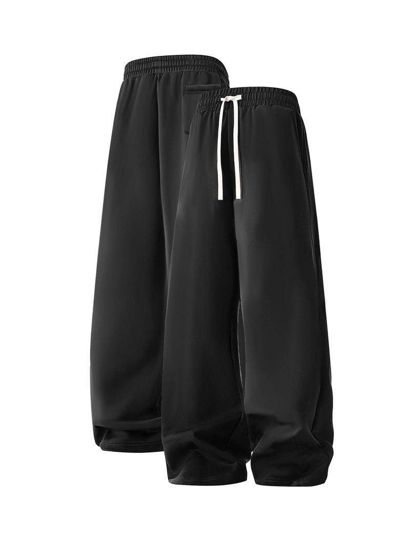 Men's Regular Fit Drawstring Casual Pants - Soft and slightly stretchy fabric, comfortable and breathable, drawstring waist adjustment, solid color, perfect for outdoor sports and fitness activities in spring and summer