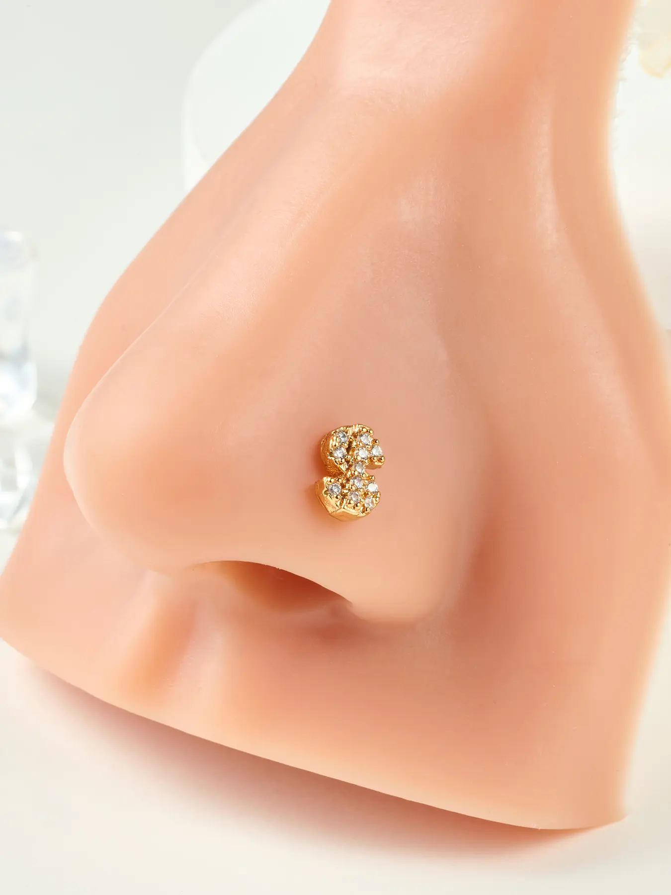 Sparkling Rhinestone Dollar Sign Nose Ring, Unique Style Accessory for Daily Wear, Eye-Catching Design with Shimmering Details