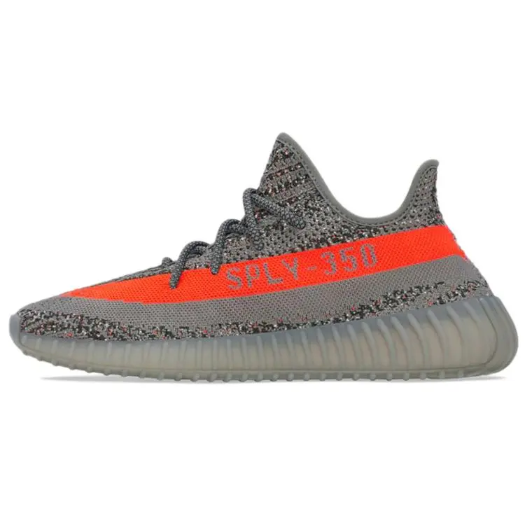 Adidas Yeezy Boost 350 V2 Beluga Reflective Low Top Unisex Steeple Grey Solar Red Sneakers GW1229