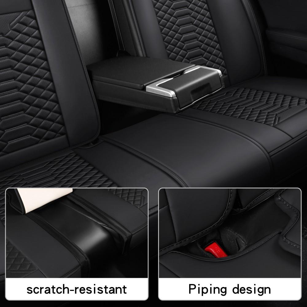 For Chevrolet Silverado GMC Sierra 1500/2500 HD/3500 HD Pickup Truck 2007-2025 Car Seat Covers, Soft Touch Premium Napa PU Leather Full Set Front Rear Seat Cushion Full Surround Design with Storage Bag, Breathable Non-Slip Waterproof Protector Pad Mat