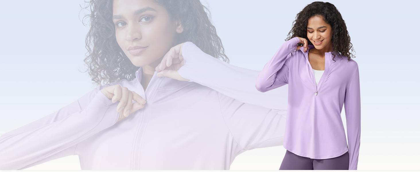 G4Free Womens UPF 50+ Sun Shirts Lightweight Golf Shirts Quick Dry Half Zip Workout Tops Running Hiking Activewear