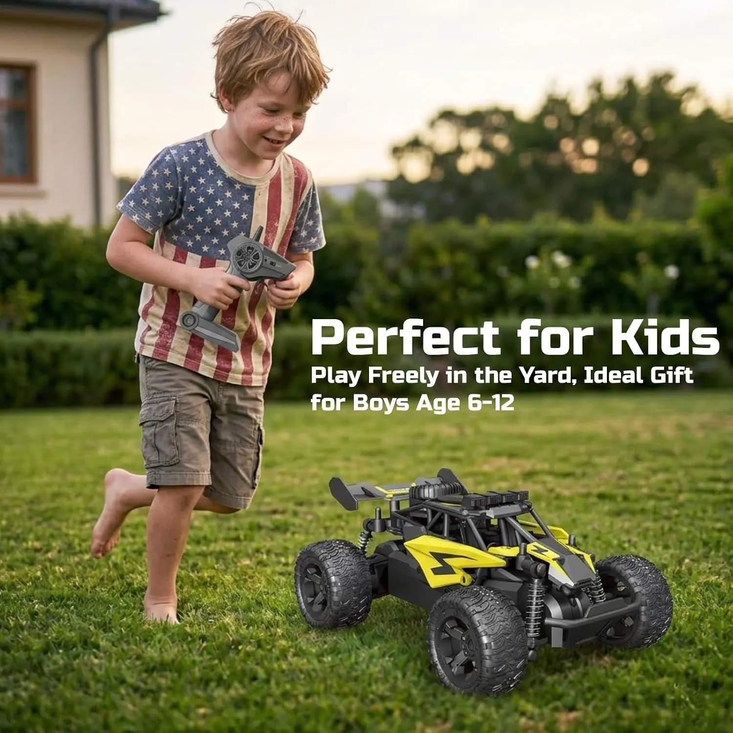 1/18 Scale Super Fast 30KM/H RC Off-Road Truck - Durable Crashproof All-Terrain RC Car with 2 Batteries, Beginner Toy Gift for Kids Ages 6+