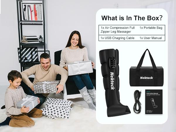 Nekteck Cordless Leg Massager Recovery System (Single Leg Only),Air Compression Massage, Full Leg Boots for Circulation and Pain Relief Comfort Daily