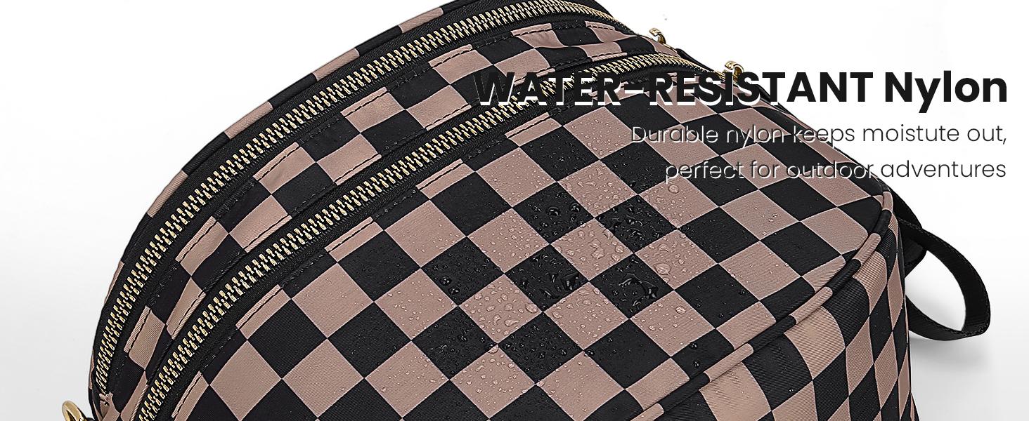 Jointlycreating Bum Bags for Women Checkered Crossbody Bag Nylon Lightweight Fanny Pack Large Belt Bag for Travel Slip On Design