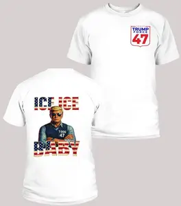Trump Force 47 T-Shirt, Ice Ice Baby Patriotic Graphic Tee, Funny Election Supporter Shirt, Pro Trump Classic Tee for Men and For Women