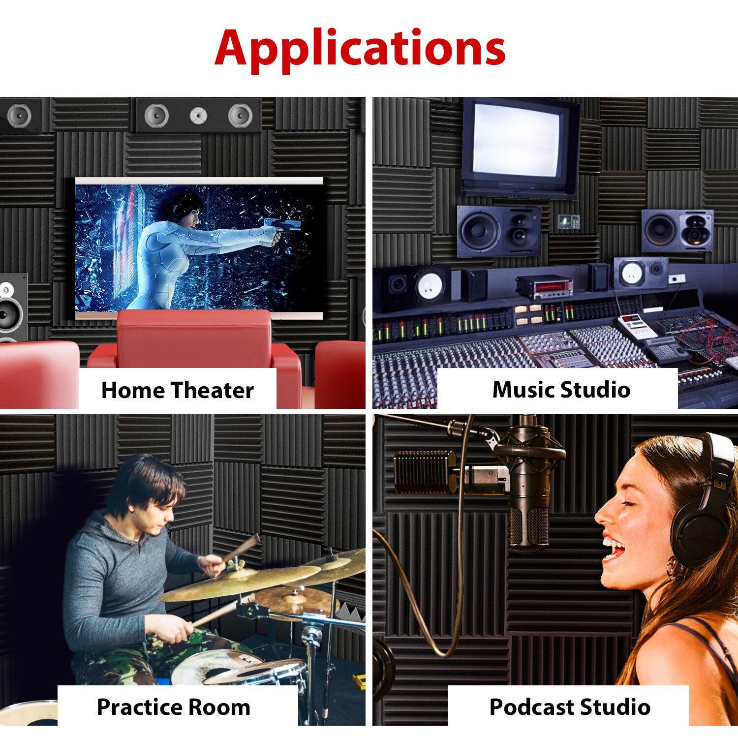 Acoustic Foam Panel Wedge 12x12x1" Soundproofing Wall Tiles for Reading Room Meeting Room Study Library Club Cinema Music - 12/24/48PCS, Grey/Blue/Black/Red/Purple, Open Cell Polyurethane Foam, Echo Reduction Acoustic Foam Panel Wedge 12x12x1" Soundproofing Wall Tiles for Reading Room Meeting Room Study Library Club Cinema Music - 12/24/48PCS, Grey/Blue/Black/Red/Purple, Open Cell Polyurethane Foam, Echo Reduction
