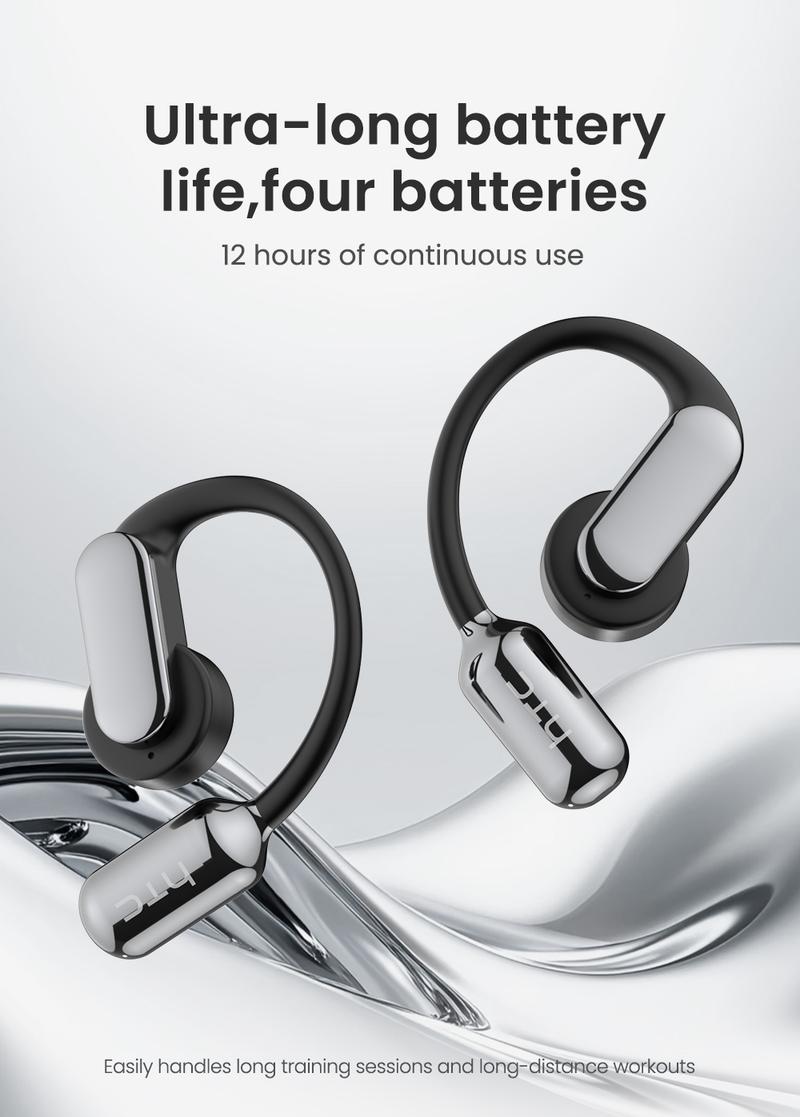 HTC NE50 open-ear headphones, removable battery, four batteries for long-lasting battery life, high-quality wireless earphones, Bluetooth 6.0 waterproof earphones