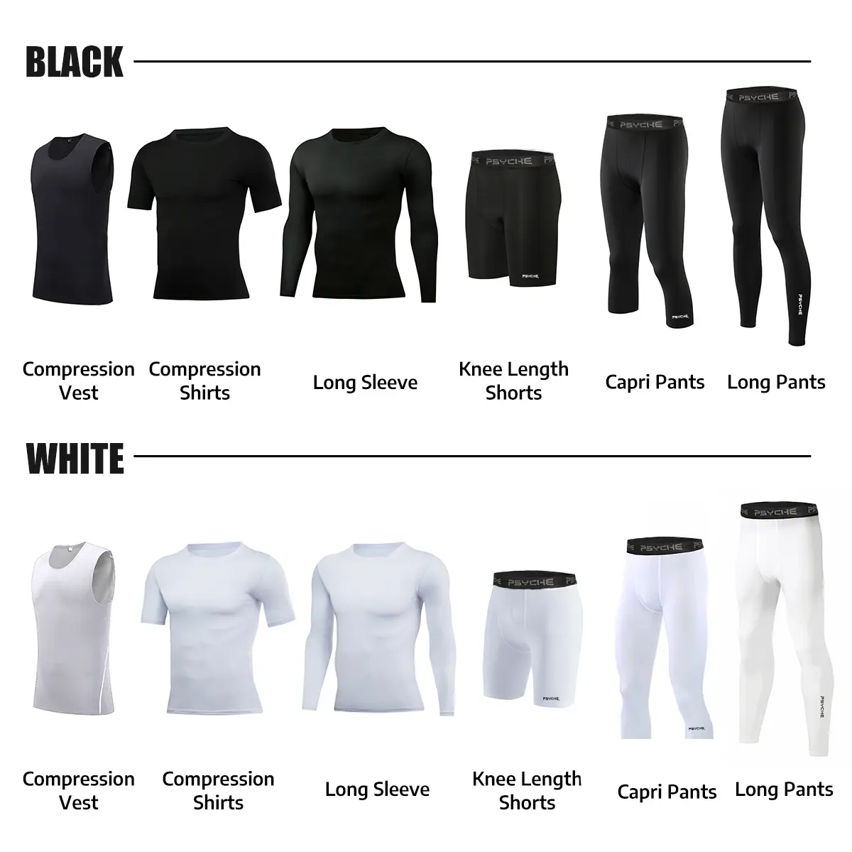 PSYCHE Compression Shirt Sports Shorts Sport Vest Casual Sports Pants For Gym Workout Running Sport & Outdoor Basketball Compression  pants