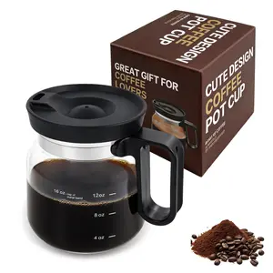 16 Oz Coffee Pot Mug,Mini Coffee Pot Cup,with Spill Proof Lid Heatproof Glass Mug Large Capacity ideal Gift for Coffee Lovers (1pcs)