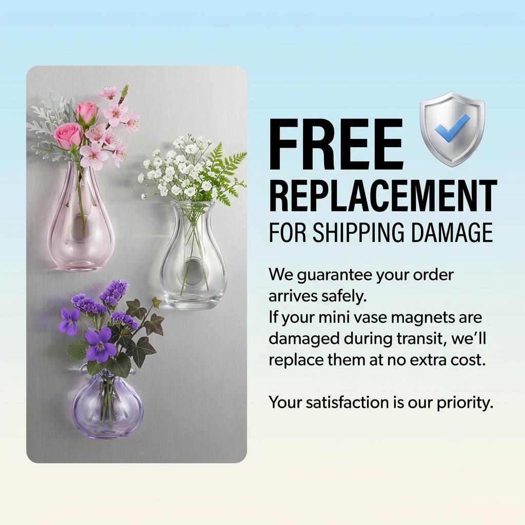 Mini Hydroponic Vase Fridge Magnets Set - Clear Glass Propagation Station for Real Flowers - Cute Kitchen & Locker Decor.