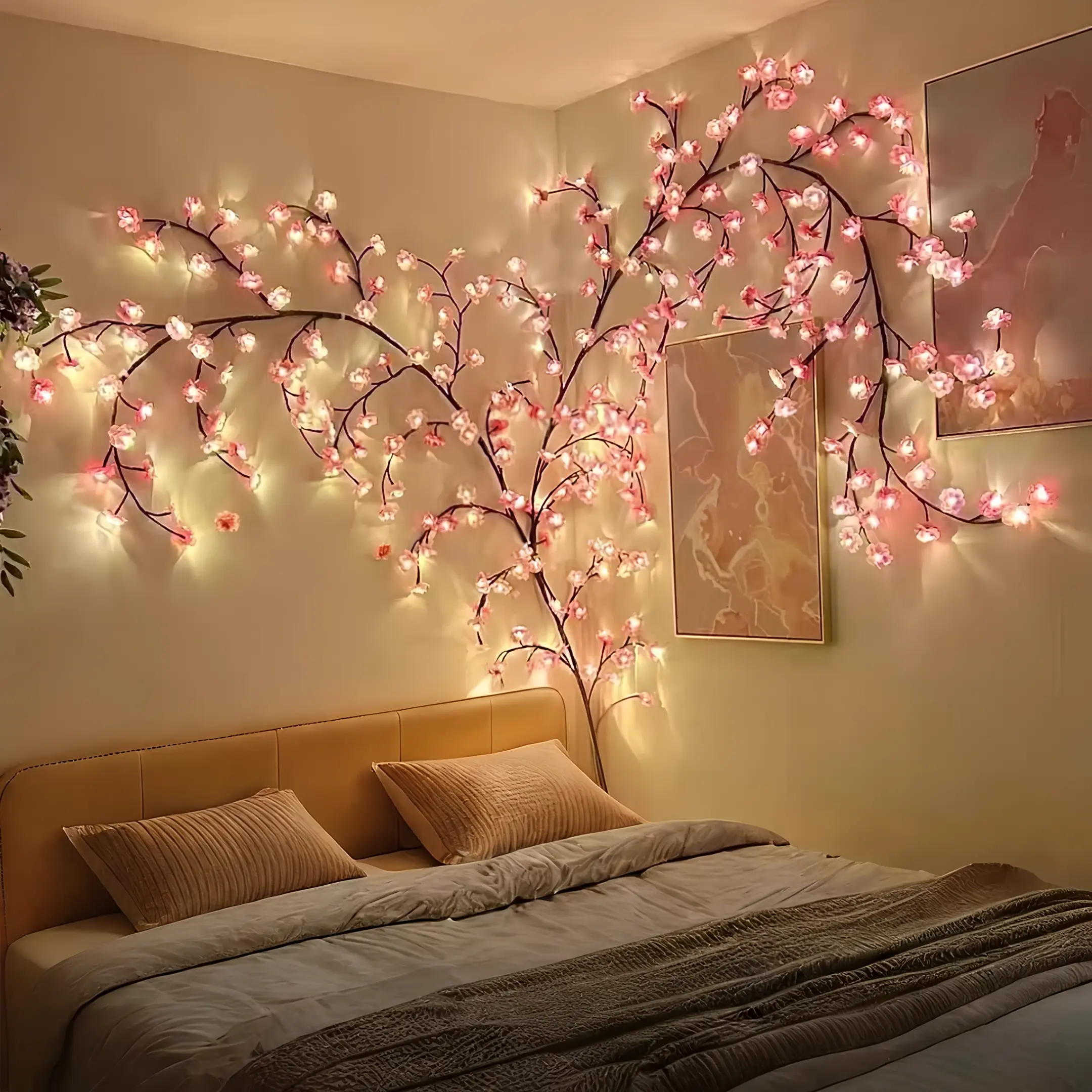 LED Cherry Blossom Tree Branch Light - Glowing LED Vines Garland, DIY Flexible Bendable, Indoor Decorative, Romantic Floral Wall Lighting, Wireless Remote, for Bedroom, Wedding, Romantic Gifts for Girlfriend, Unique Gifts for Wife, Glowing Led Lights, Ind