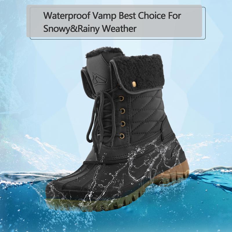 Mysoft Women's Waterproof Warm Lace-up Mid-Calf Snow Boots, Winter Outdoor Shoe, Womensfashion Footwear, Cozy Boots for Women, Perfect Valentine's Day Gift