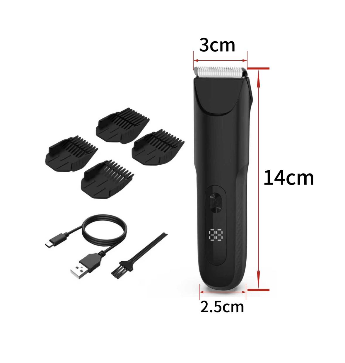 Men's Electric Body Hair Trimmer Rechargeable Cordless with Smart Digital Display USB Charging High-Speed Motor Painless Grooming for Legs Underarms Bikini Shaver