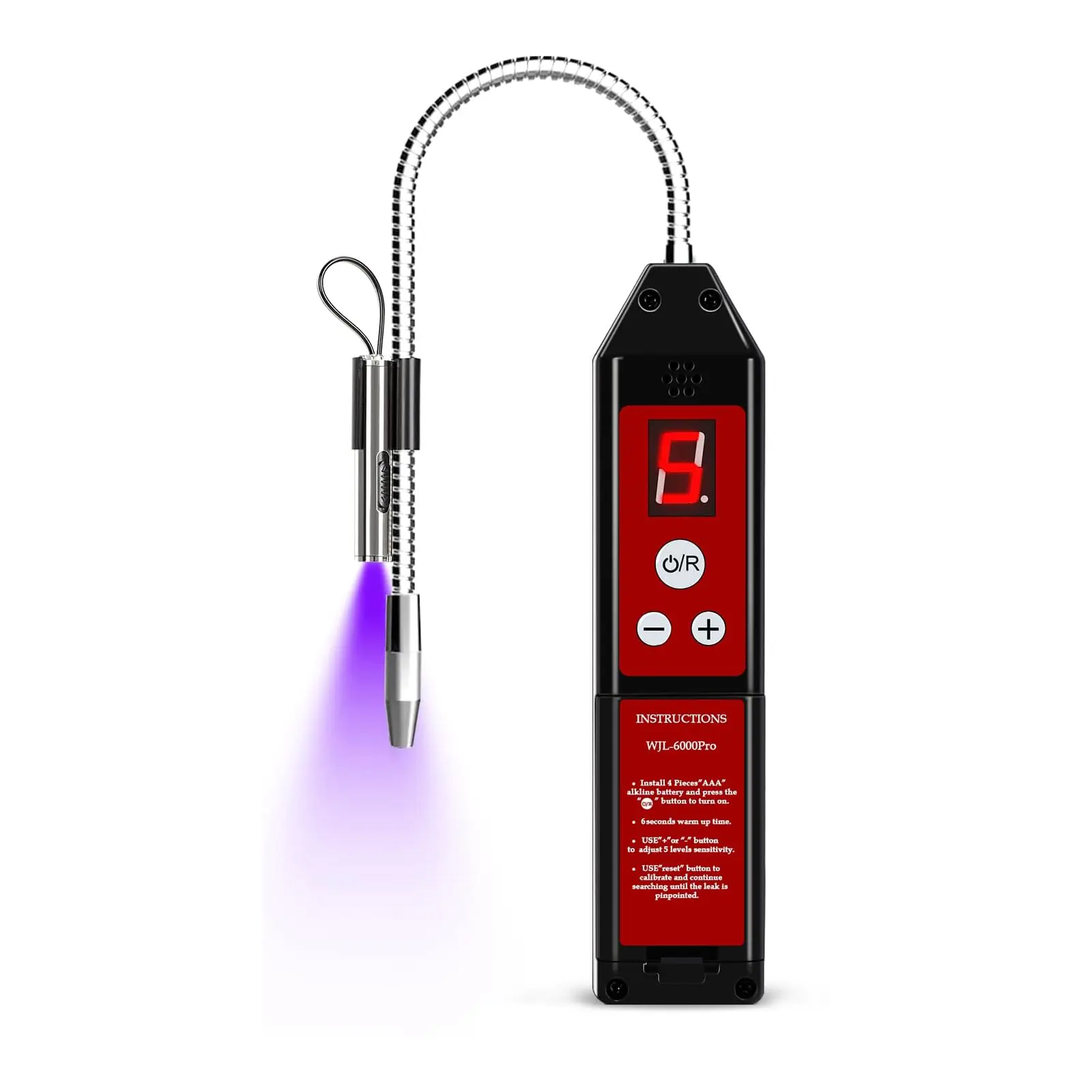 Refrigerant Leak Detector, Aprvtio WJL-6000PRO HVAC Leak Detector with LED Light,    Audible Visual Alarm, Portable Gas Sniffer for HVAC, For Air Condition R22 R410A R134A R1234YF CFCs HCFCs HFCs