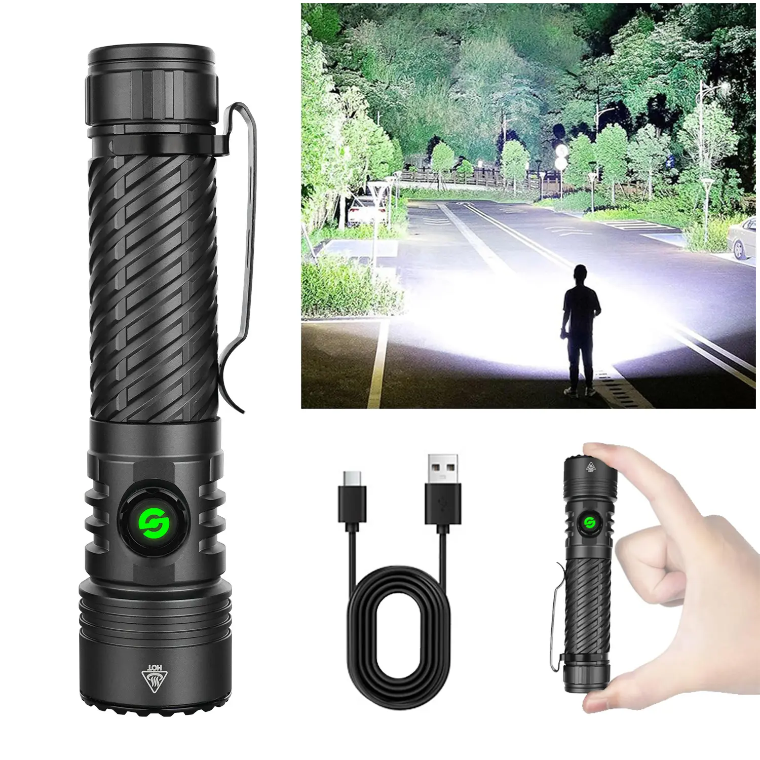 Rechargeable Flashlight Strong Light Ultra Bright Portable Outdoor Camping Flashlight Home Ultra Long Endurance Lighting Six Modes