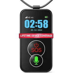 Cellular Medical Alert Necklace with Emergency Button for Elderly, 24/7 Monitoring, Fall Detection for Seniors, Water-Resistant, Wearable Pendant with 2-Way Communication, GPS Tracking