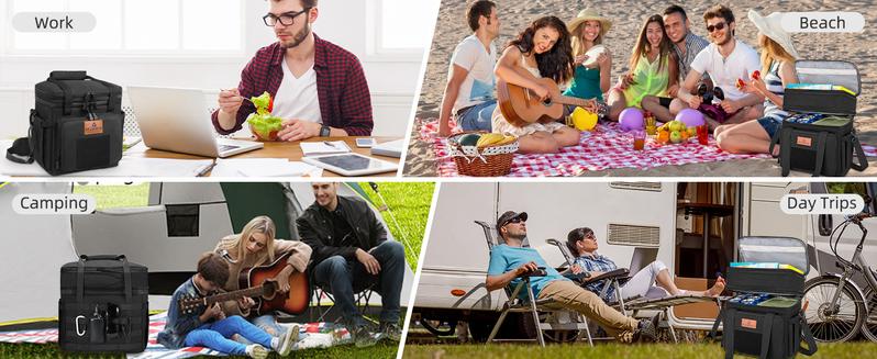 HSHRISH LB01. Large Expandable Insulated Lunch Bags for Men Durable Waterproof Leakproof Tactical Cooler Bag 24 Cans 16 L for Work Beach Picnic Trips