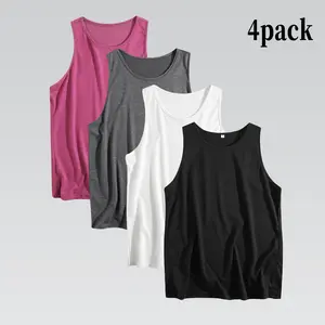4PACK 180G Womens Tank Tops Crew Neck Sleeveless Loose Fit Casual Shirts for Spring Summer Workout Tees Fashion Outfits