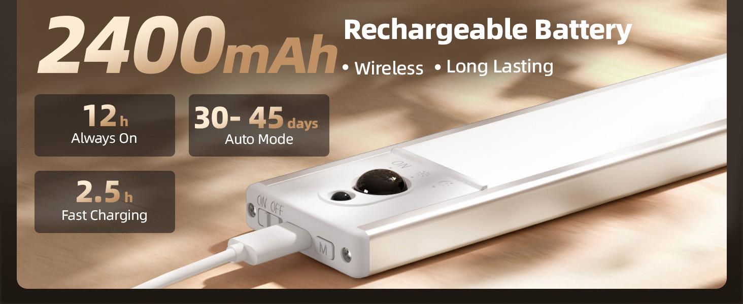 EZVALO Under Cabinet Lights, Motion Sensor Light Indoor, 2400mAh USB Rechargeable LED Closet Lights with Remote, Timer, Dimmable Magnetic Installation Lighting for Kitchen, Wardrobe, Cupboard, Pantry, Hallway, Garage, Stairs, Valentine's Day Gift