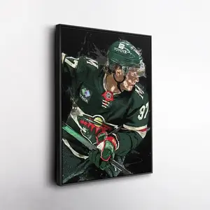 Kirill Kaprizov Wall Art ? Minnesota Wild Canvas Print, NHL Hockey Decor, Framed Poster Gift for Fan Room, Man Cave, or Office ( Unframed - Print Only ) (No Frame)