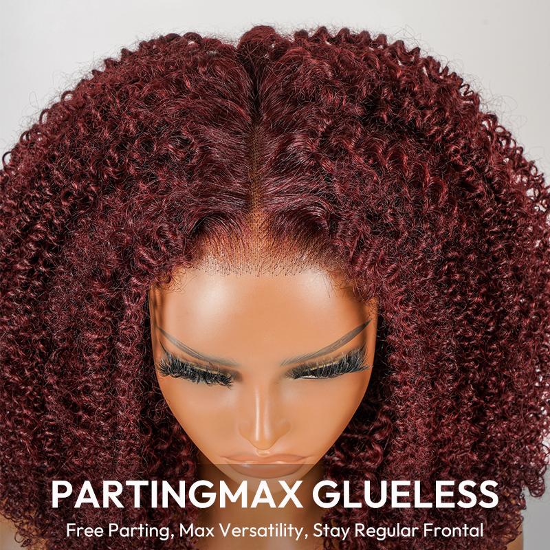 [NEW IN] West Kiss Burgundy Ready To Go Wig Glueless Afro Curly 7x5 Lace Front Wigs Human Hair Pre Cut Lace Pre Plucked Hairline