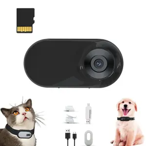 Daeidl Newly Update Cat Camera with 16GB SD Card HD 1080P Sport Action Camera Cat Collar Camera Pet Supplies Video Records Camera for Cats Dogs Birthday Gift Black(Collar Not Included)