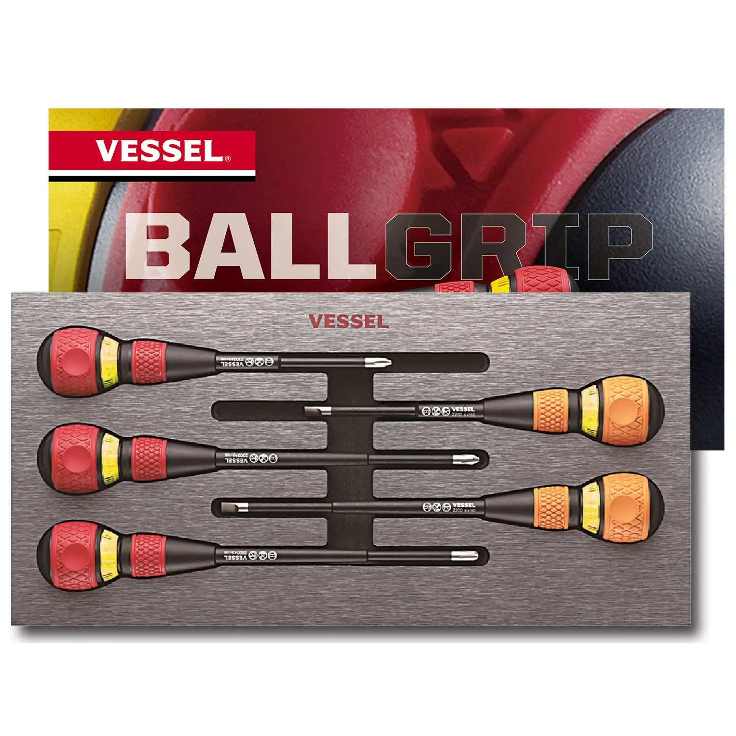 VESSEL (22005EVA) Ball Grip Ball Handle Ratcheting Ratchet Screwdriver 5-PC Set, Ratcheting Set
