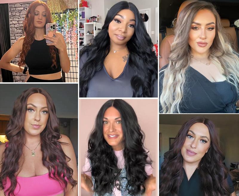 [ AISI HAIR ] Black Wig for Women, Long Wavy Lace Hairline Middle Part Synthetic Heat Resistant Wig for Daily Party-26 Inch