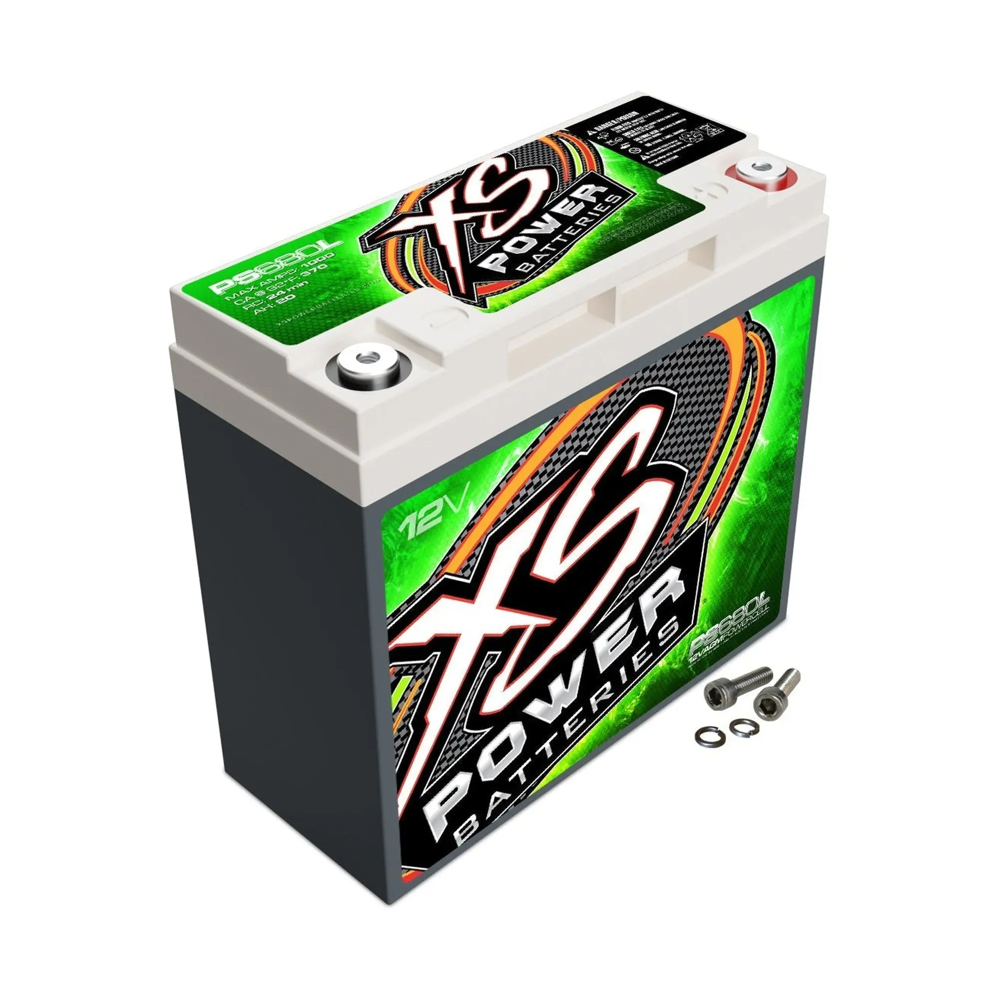 XS Power PS680L 12V AGM Car Audio Battery, 12v voltage, deep-cycle, dual purpose, sealed unit
