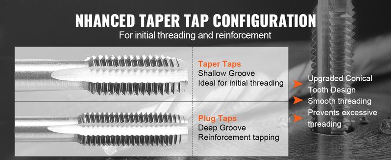 VEVOR Tap and Die Set, Various specifications, 110-Piece Include Metric Size M2 to M18, Bearing Steel Taps and Dies, Essential Threading Tool for Cutting External Internal Threads, with Complete Accessories and Storage Case