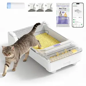 Robotail Self-Cleaning cat Litter Box & Ezskuup cat litter– 2026 Upgraded Open-Top Automatic Cat Litter Box for Multiple Cats, with Weight Sensor Safety, App Control, Odor Control & Easy Cleaning (White)   Slightly More Market