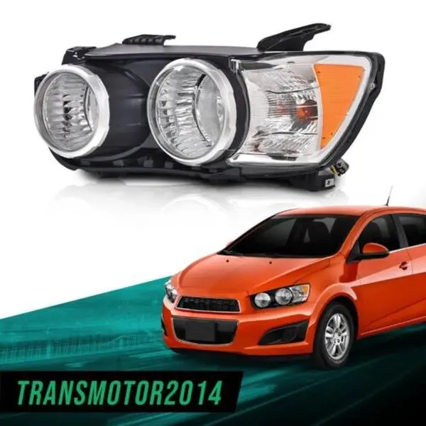 G-PLUS Dot Approved Chrome Halogen Left Driver Side Headlight, Fit For 2012-2016 Chevy Sonic, New Automotive Replacement Light