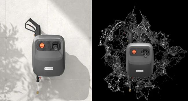 Giraffe Tools Grandfalls G20 Pro Pressure Washer 2400 PSI 2.0 GPM with 65FT Hose Reel 4 Nozzles 180° Swivel Bracket for Car Patios and More