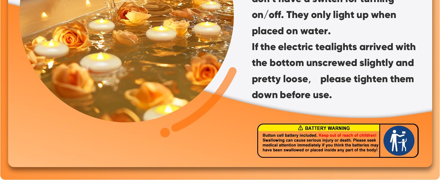 24 Pack 3" Flameless LED Floating Candles 200 Hour White Battery Operate Waterproof Teas for Cylinder Vases Centerpieces at Wedding Decor Party Pool Flameless Candle Light