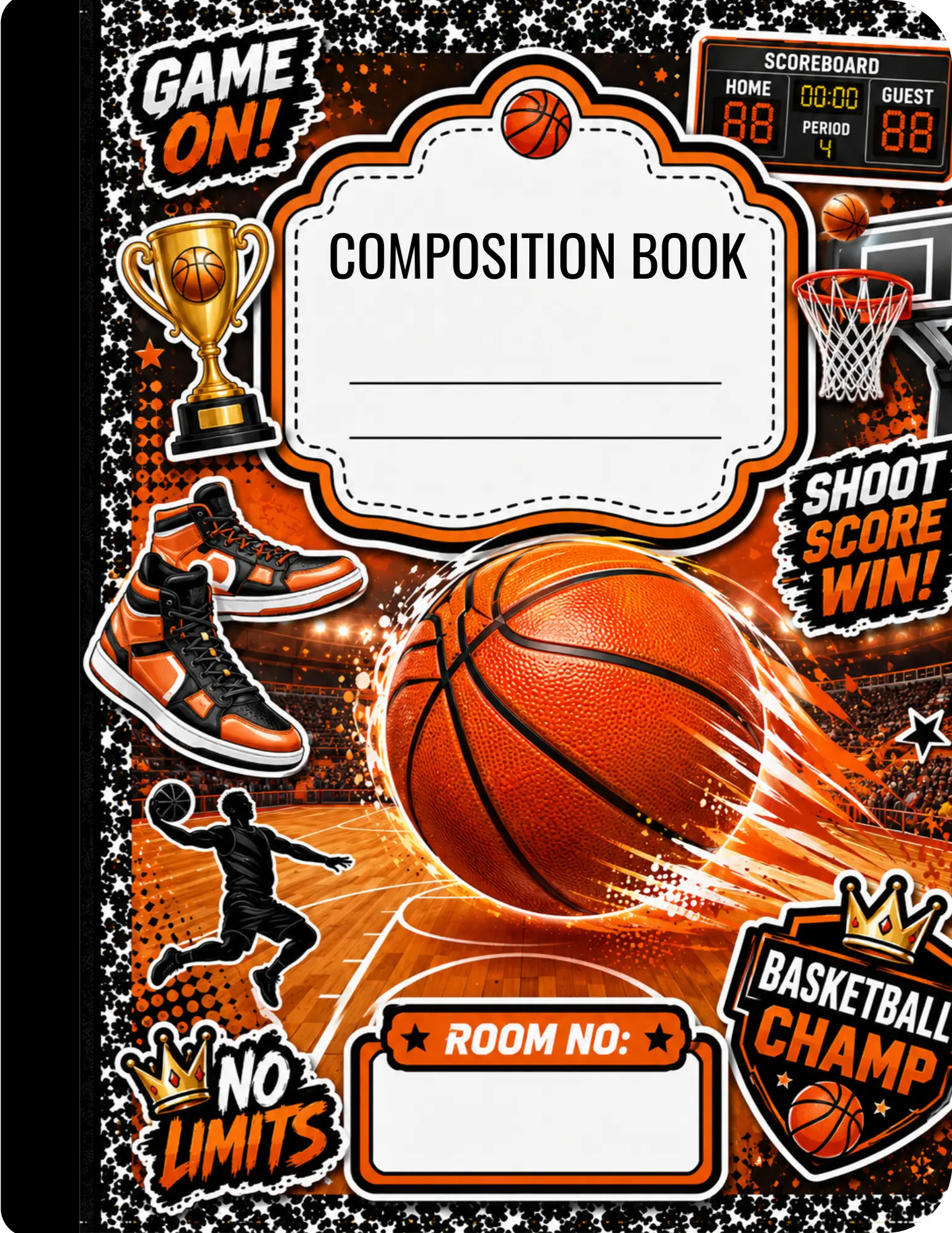Sporty Bold Cover Composition Notebook - 100-Page Office Stationery for Kids Students