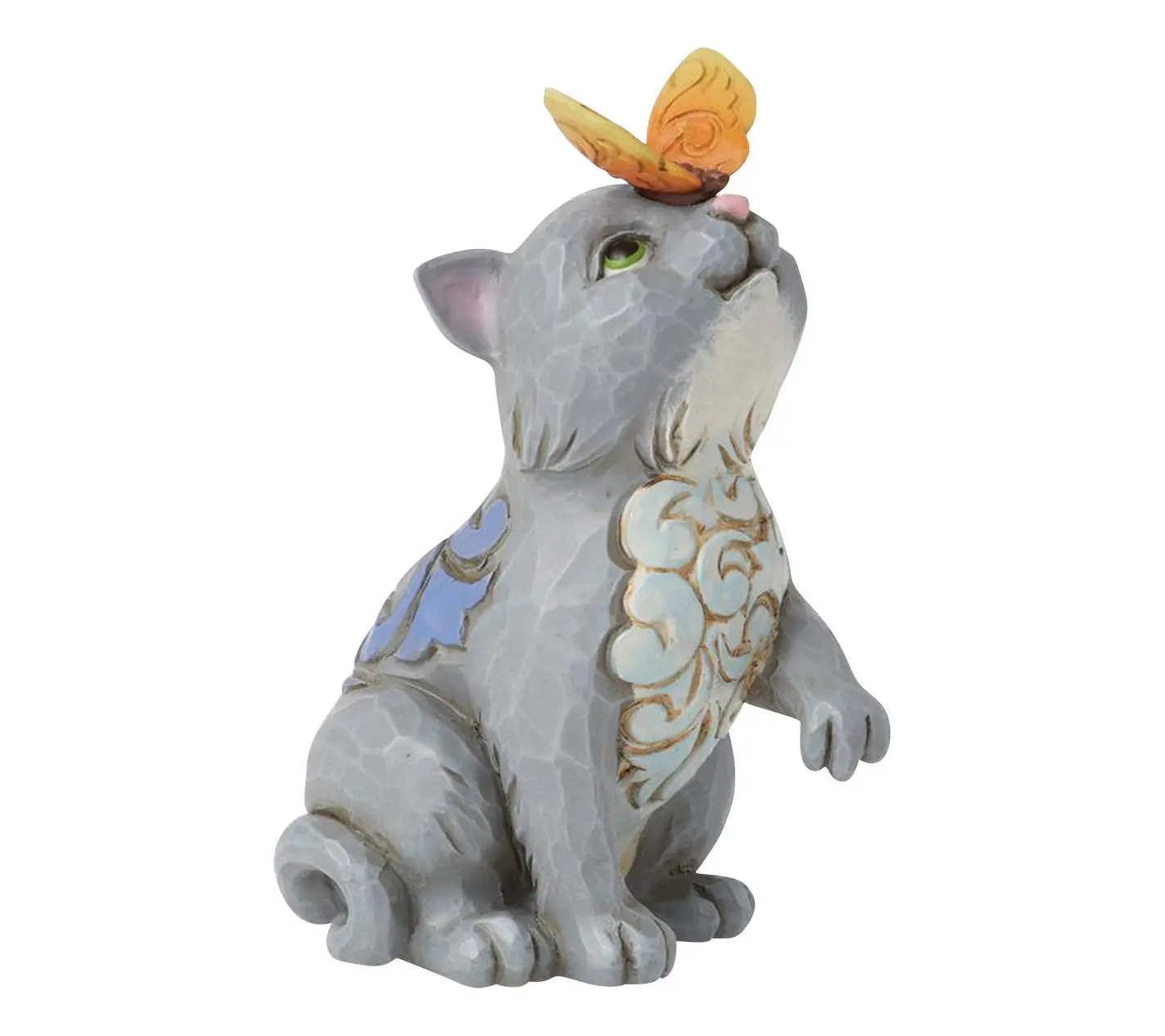 Jim Shore Cat and Butterfly Mini Figurine 3.3inH