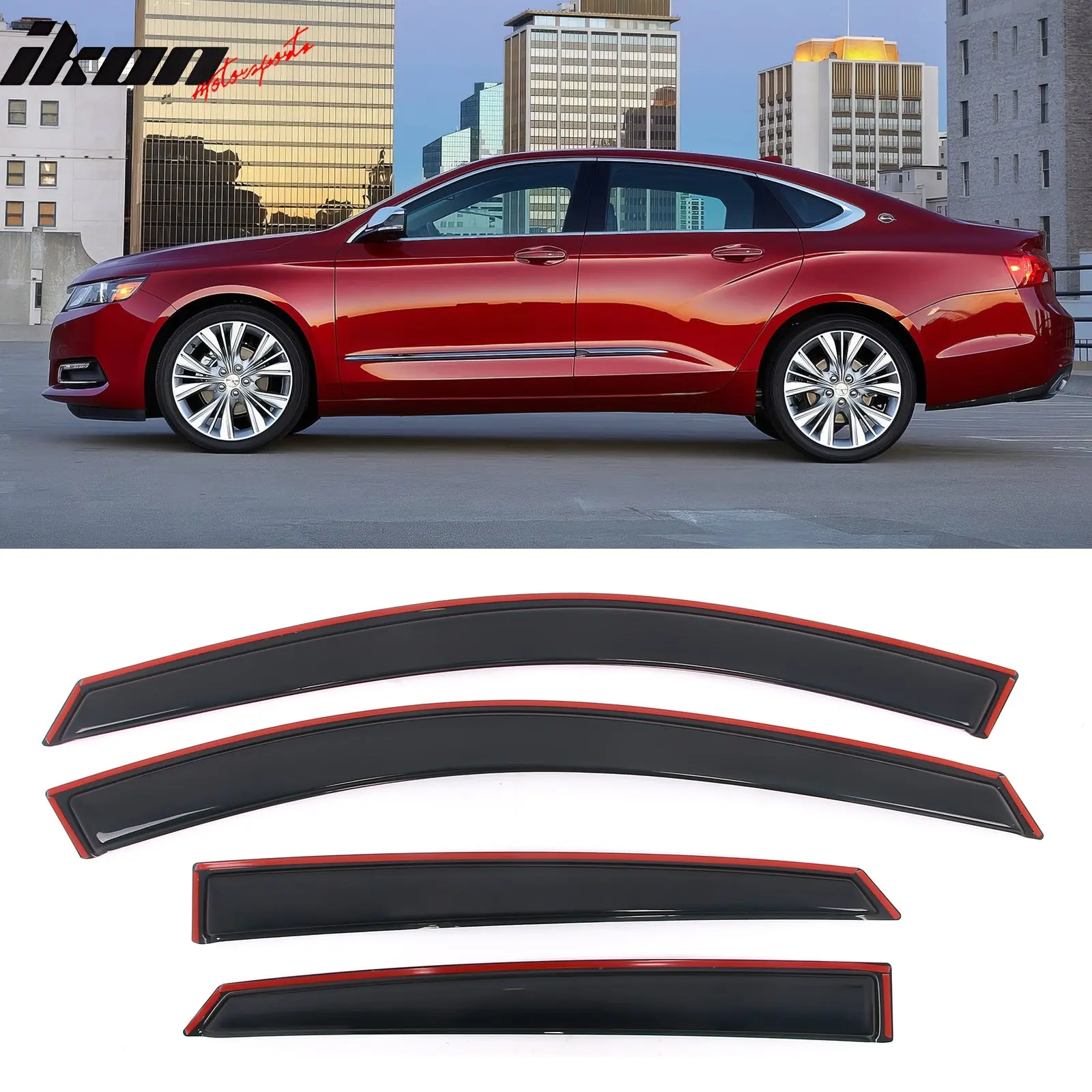 Window Visors Acrylic In-Channel Rain Shade for Chevy Impala 2014-2020 4PC