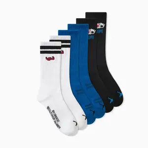 PUMA Mens 3-Pack Terry Crew Socks Casual - White