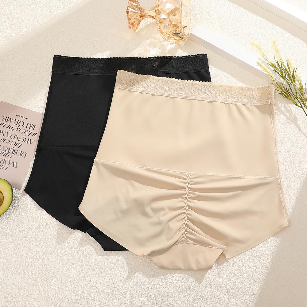 FINETOO Women's Seamless Underwear Lace Waistband Design Womenswear Comfort Nylon Stretchy Panty Sringtok 3PCS S-3XL High Waisted Lingerie