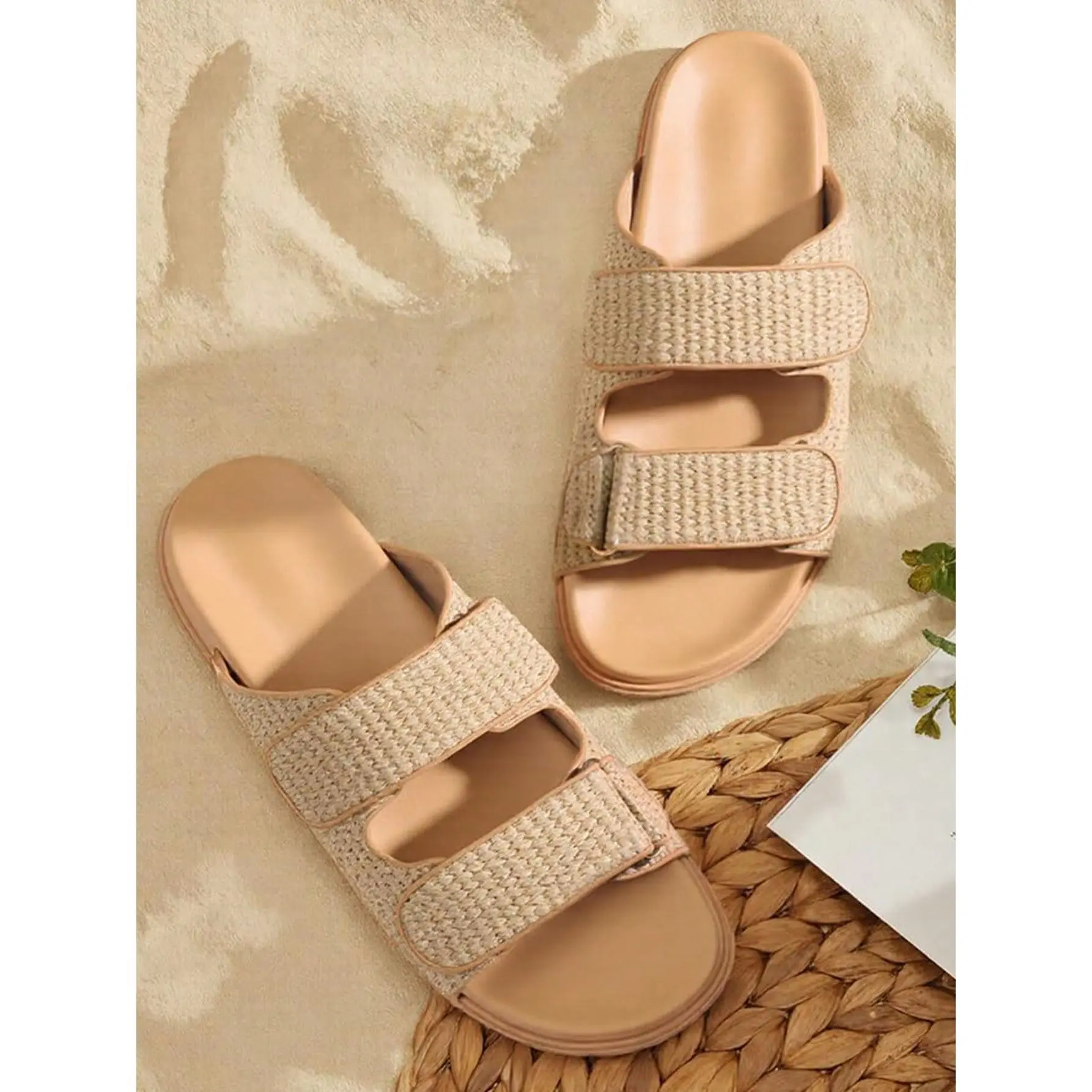 Cute Beach Straw Raffia Sandals Platform Sandals For Women Beach Flat Sandals