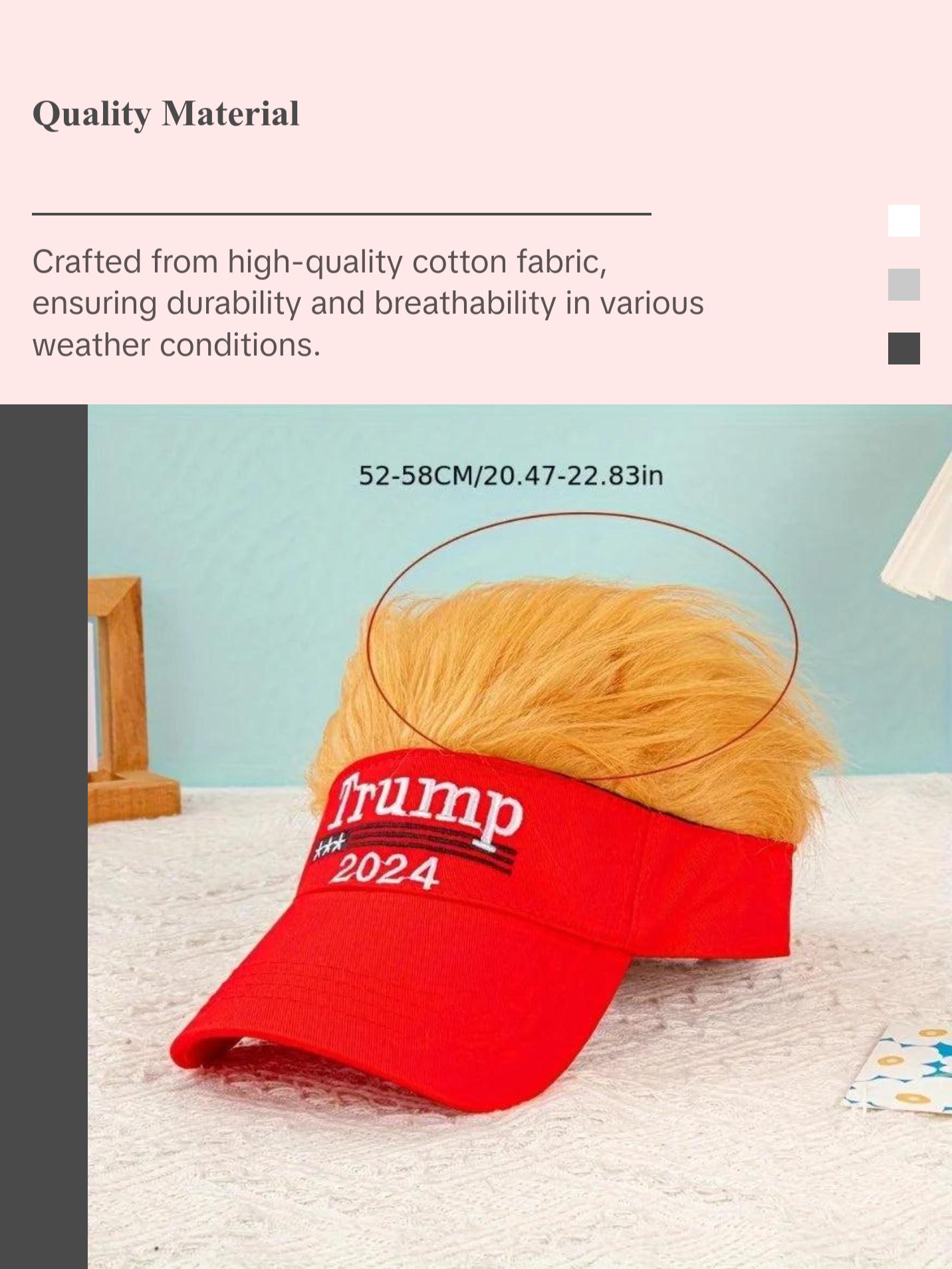 Trump 2024 Hat with Hair,Donald Trump Make America Great Again Wig Hat Embroidered Ultra Adjustable Baseball Cap trump hats caps for streetwear hats