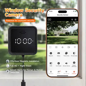 2026 Magnetic Window Security Camera – HD Night Vision, Motion & Human Detection, 24/7 Home Monitoring, Local Storage, Works with Phone App