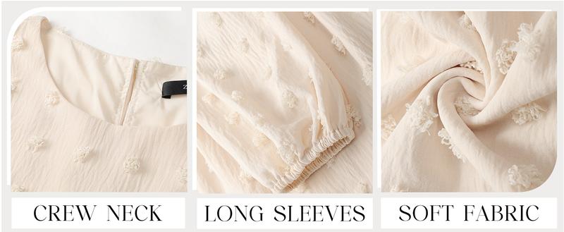 ZESICA Women's Fall Long Sleeve Maxi Dresses 2026 Crew Neck Swiss Dot Tiered Flowy A Line Wedding Cocktail Party Dress