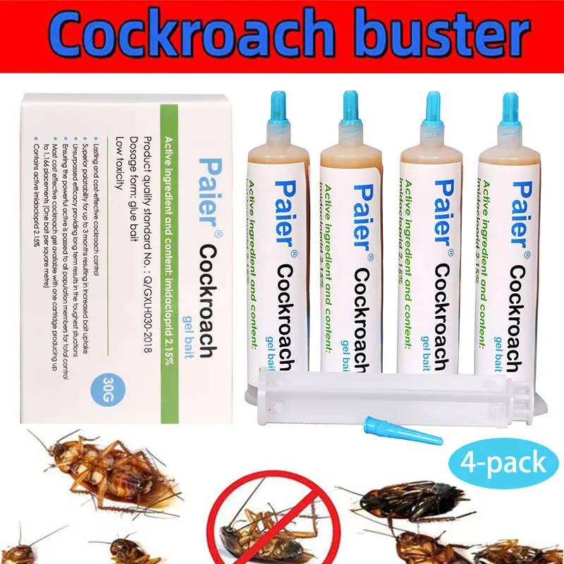 4 PACK Roach killer indoor infestation,Roach Repellent, Roach Killer,Roach Bait Station, Roach Killer Gel forAmerican, German and Other Major Cockroach Species Set