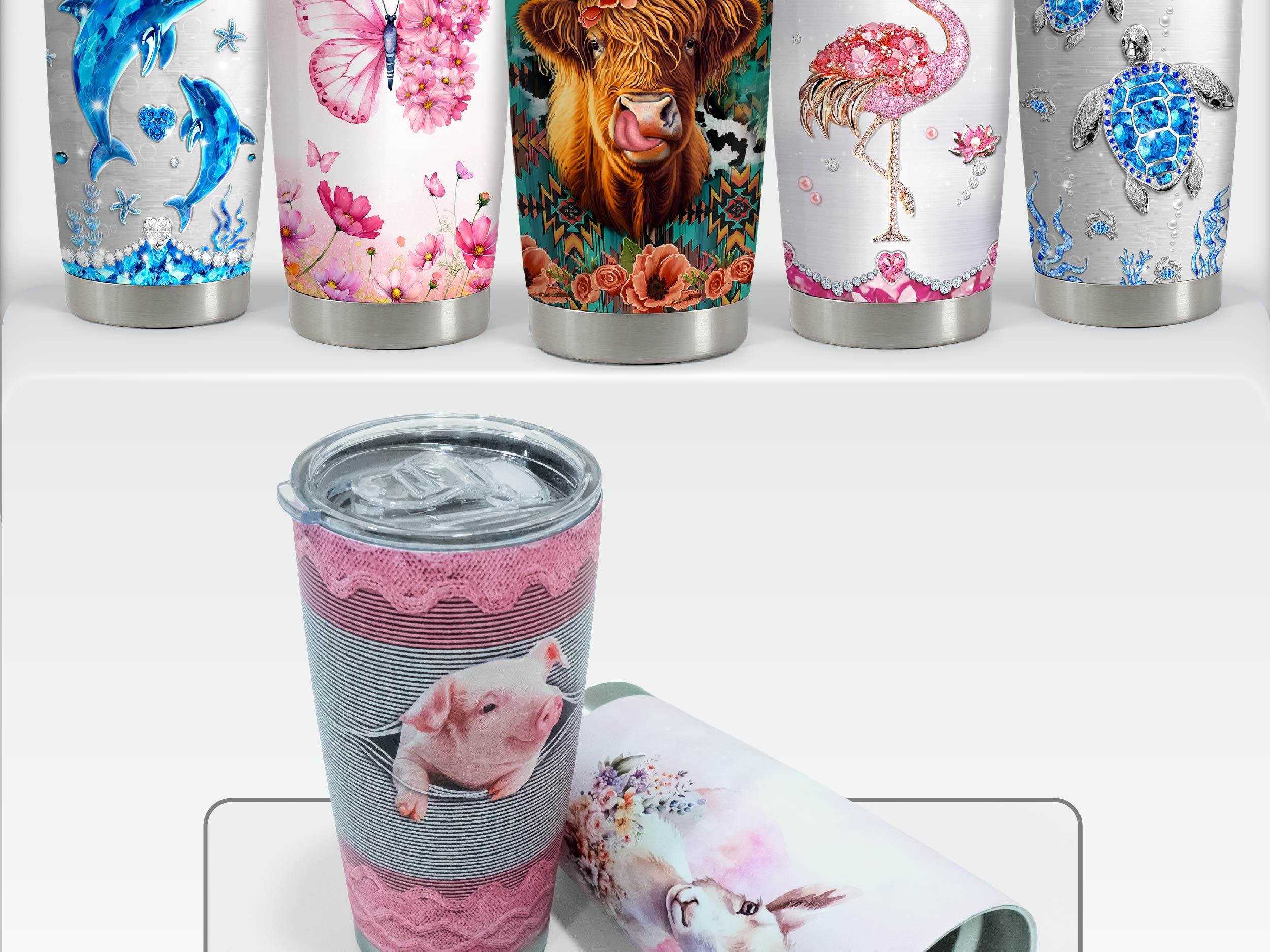 Sandjest Animal 20oz Iced Coffee Tumbler with Lid, Insulated Stainless Steel Reusable Travel Mug Drinkware, Cup Holder Friendly, Holiday Gift