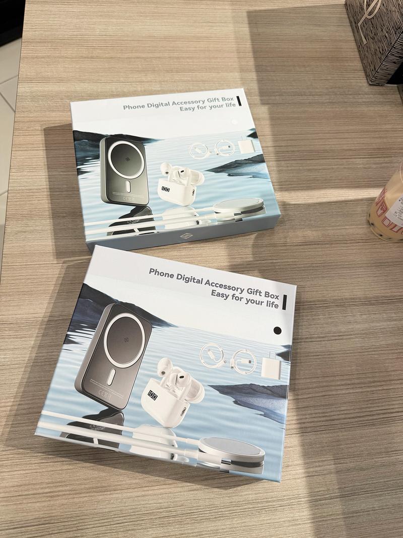 6-in-1 Wireless Charging Accessories Set with Magnetic Power Bank, Charger, Earbuds and Cables