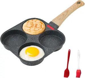 4-Cup Egg Pan Nonstick, and Healthy Granite Egg Frying Pan, Versatile Breakfast Skillet for Eggs, Pancakes, Plett, Crepes, Compatible with Gas Stove and Induction Cooktop