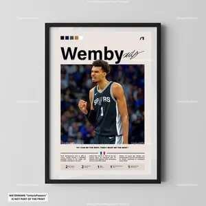 [Sale Up To 40%] [Unframe] Victor Wembanyama San Antonio Basketball Poster, Professional San Antonio Basketball Wall Art, San Antonio Basketball Decor, Rookie Athlete Portrait, Modern Sports Art