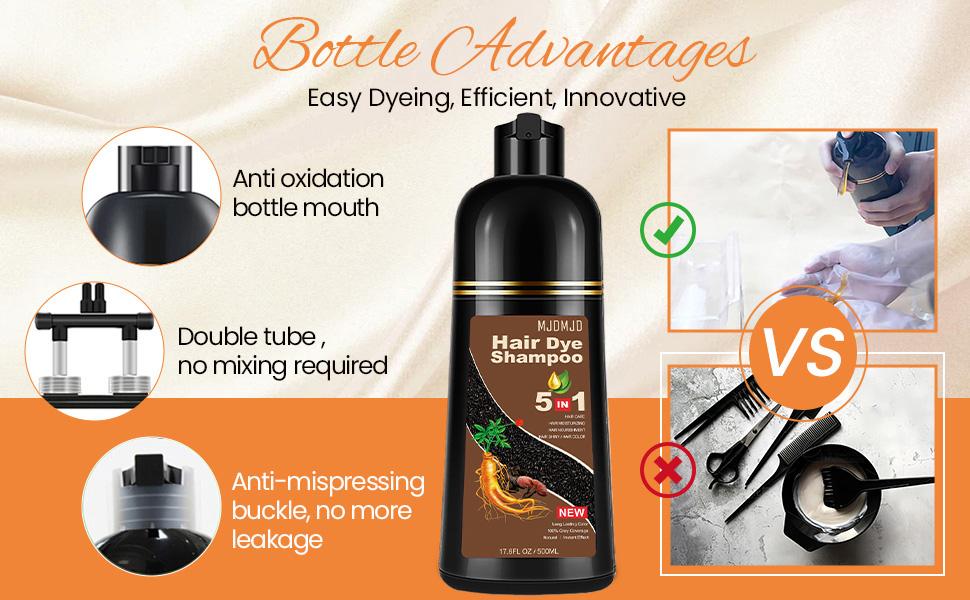 Natural Blonde Brown Hair Dye Shampoo 3 in 1, Hair Instant Dye Shampoo to Cover Gray Hair for Women Men, Herbal Ingredients Brown Shampoo Hair Dye 200ML, Magic Coloring Shampoo for Painting Hair, Shampoo Para Canas